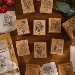Daily Garden Series Vintage Wood Plant Flower Stamp Set - Image 3 - Sumflying Craft
