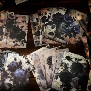 Dark Night Rose Series Dark Retro Style Decorative Background Paper - Image 1 - Sumflying Craft