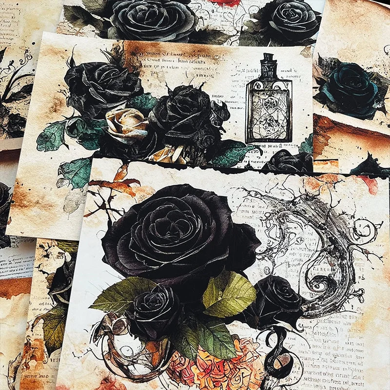 Dark-Rose-Vintage-Junk-Journal-Backgroun-img2 Dark Rose Vintage Junk Journal Background Paper - Image 2 - Sumflying Craft