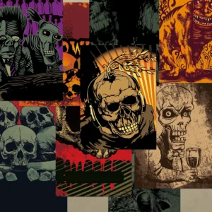 Dark Skulls Halloween Scrapbook Paper - Image 4 - Sumflying Craft