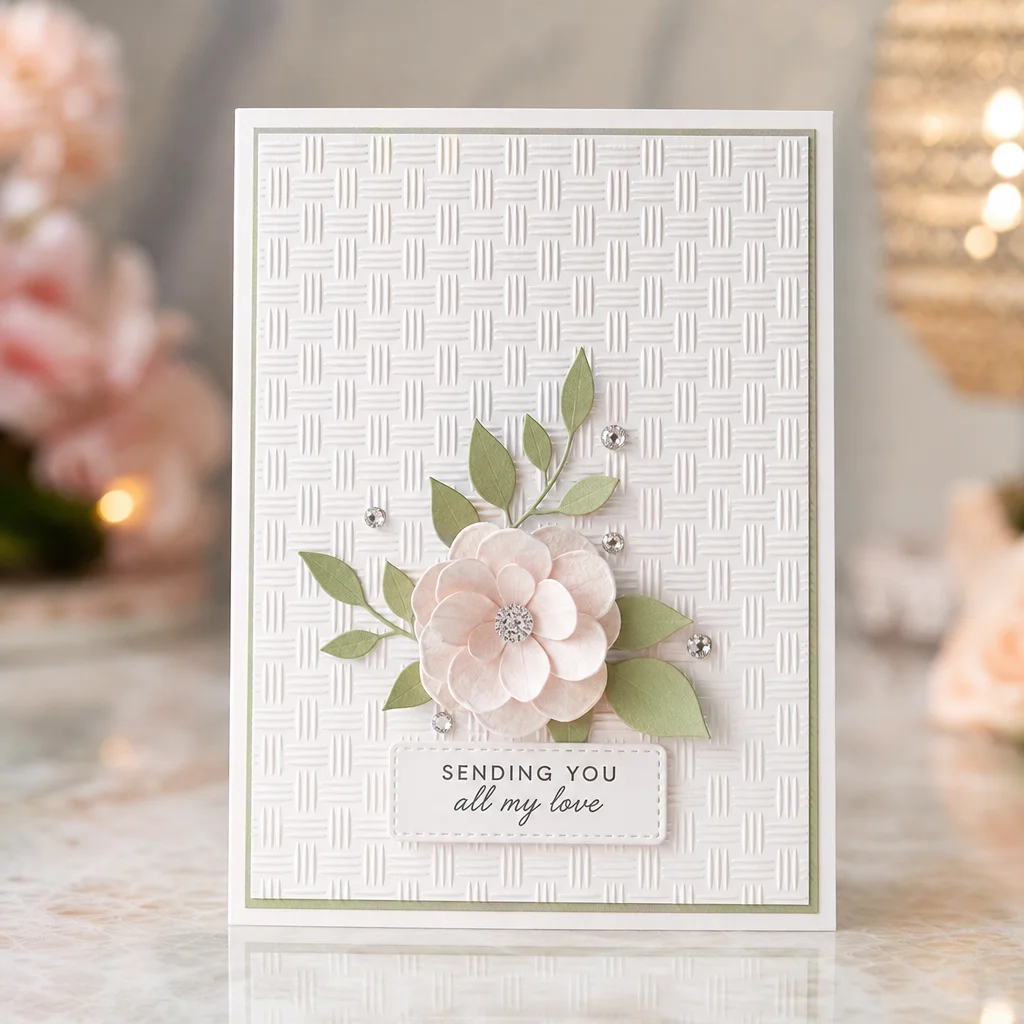 Crosshatch Stripe Embossing Folders EM056 Woven Bamboo Card 02 2