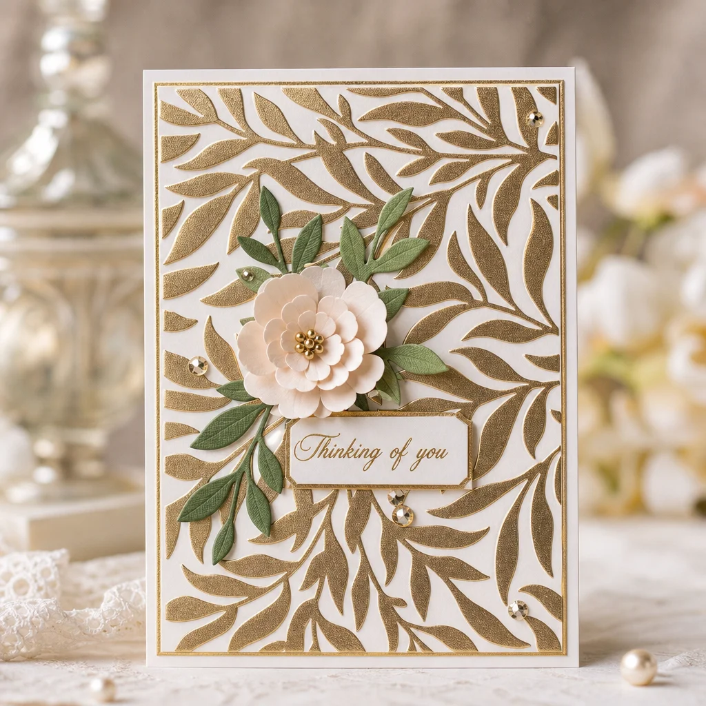 Branch and Leaf Embossing Folders EM193 Willow Leaves Card 02 2