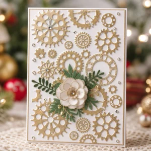 Steampunk Gears Embossing Folders EM233 Gears Clock Card 2