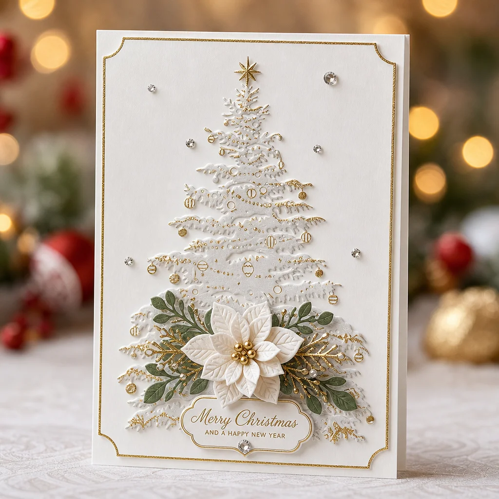 Christmas Tree Embossing Folders EM249 Christmas Tree Card 1