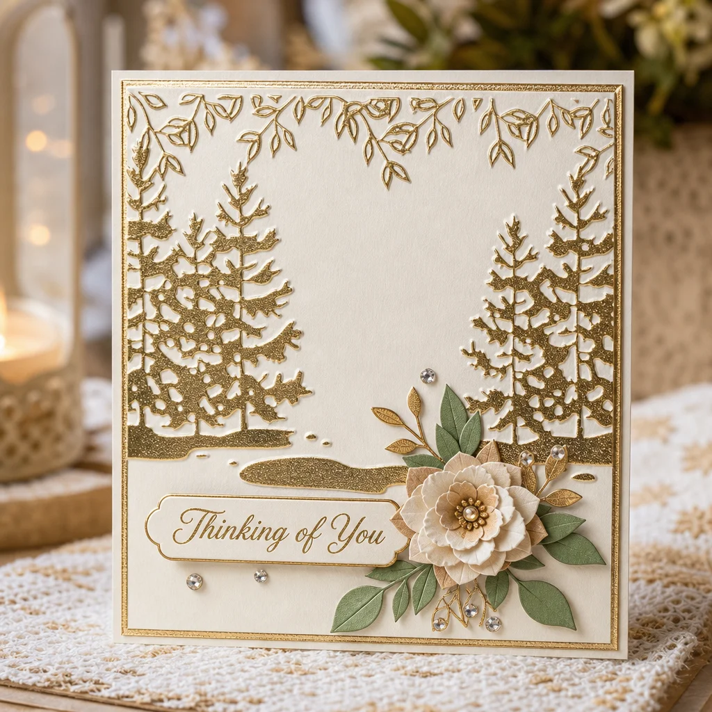 Winter Pine Forest Embossing Folders EM279 Forest Silhouette Card 2