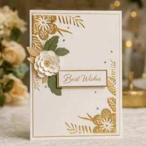 EM280 Corner Flowers Card Gilded 1