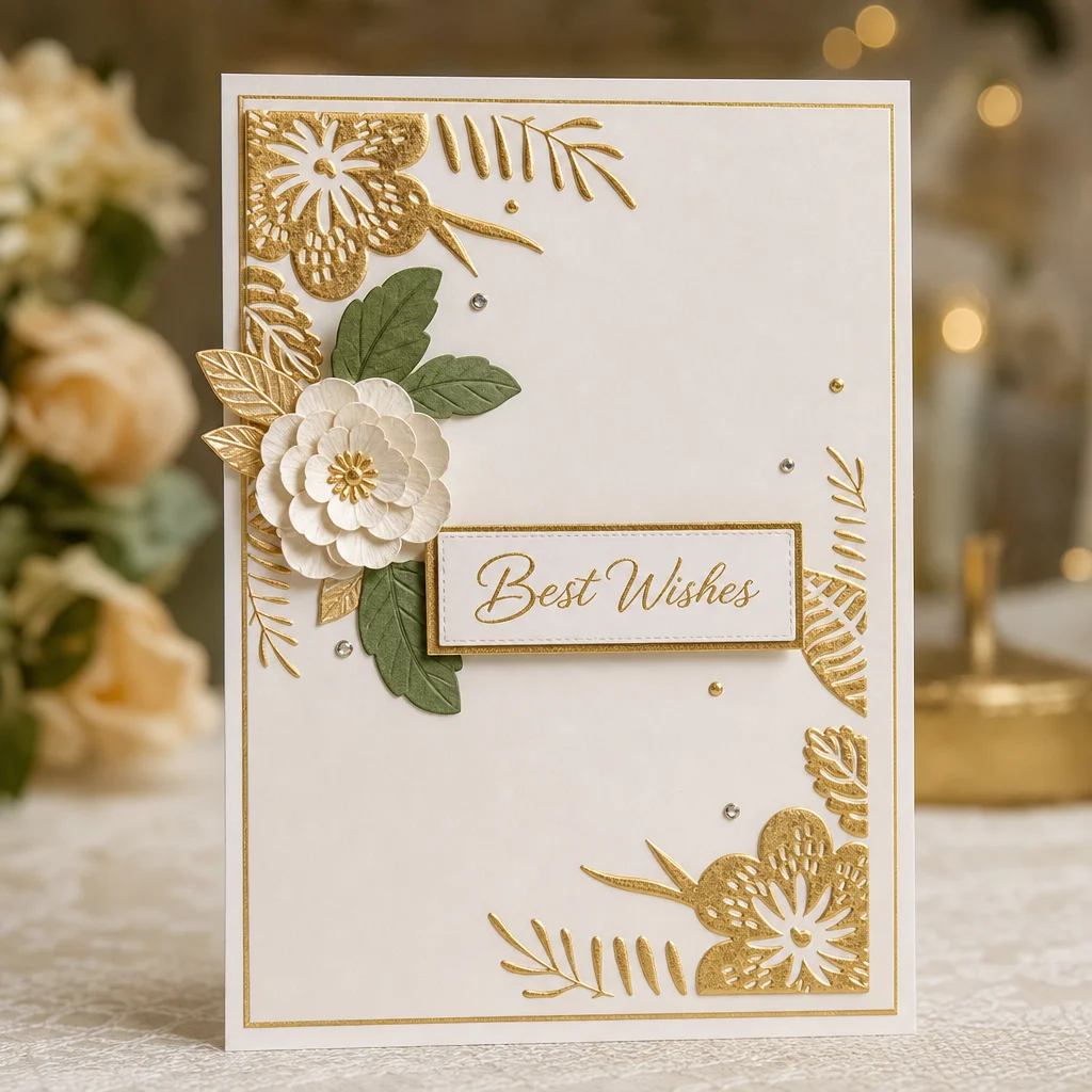 Floral Corner Embossing Folders EM280 Corner Flowers Card Gilded 1