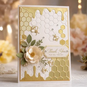 Bee Honeycomb Embossing Folders EM345 Bee Honeycomb Card Nonxmas 1