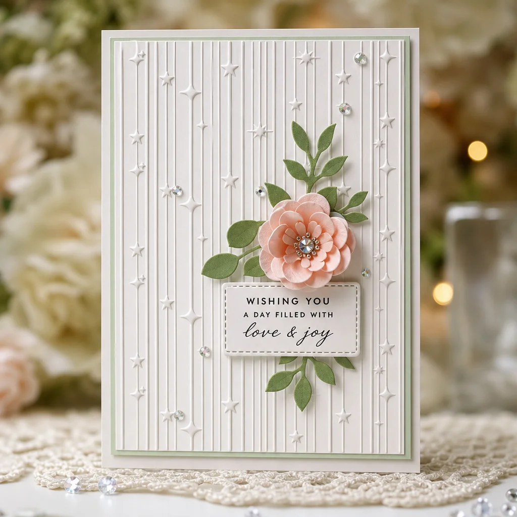 3D Star Stripe Embossing Folders EM349 Stars Rain Card 1