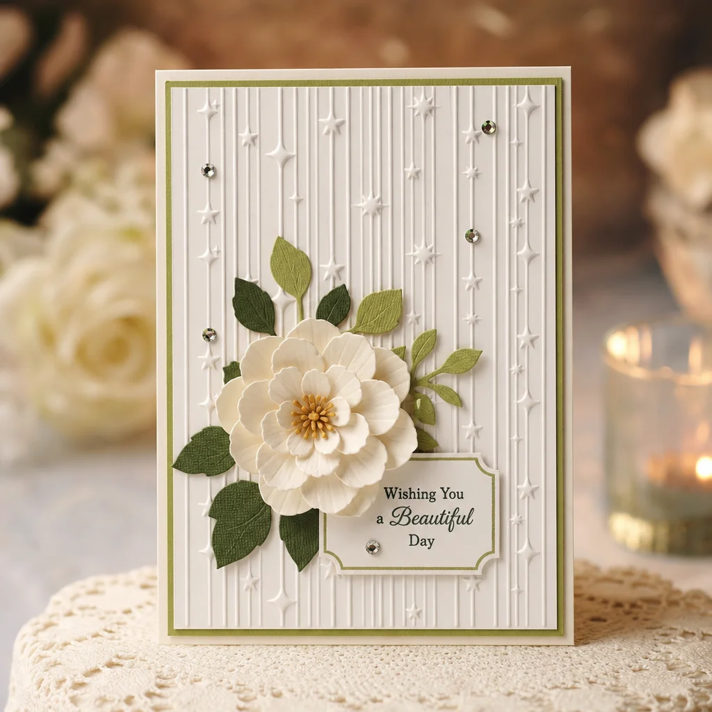 3D Star Stripe Embossing Folders EM349 Stars Rain Card 2