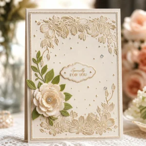 EM355 Flower Border Card Nonxmas Gilded 1