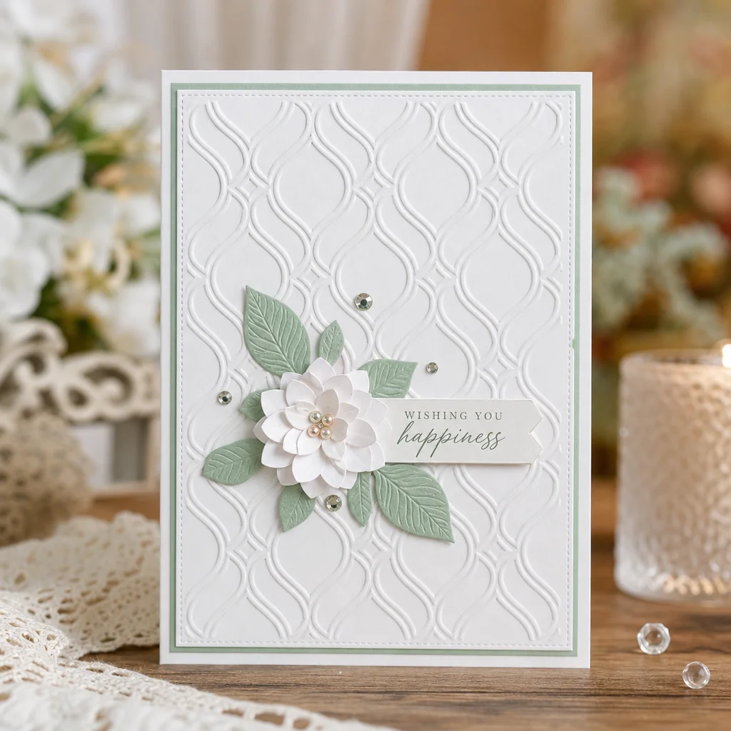 Geometric Wave Lattice Embossing Folders EM360 Moroccan Lattice Card 2