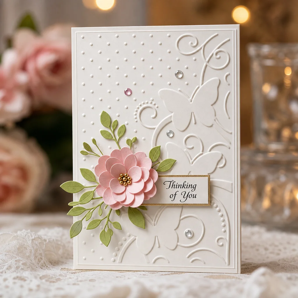 Butterfly Polka Dots Embossing Folders EM362 Butterfly Dots Card 2
