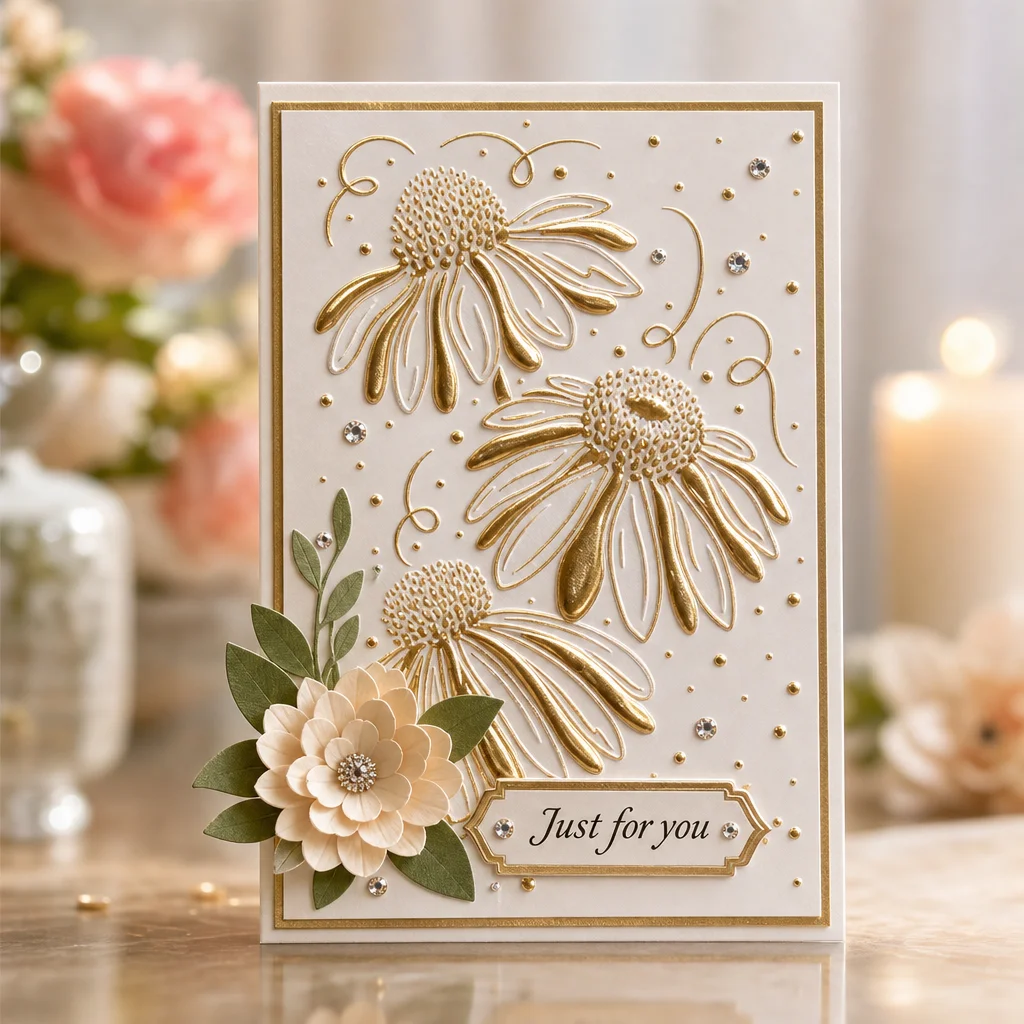 Coneflower Daisy Embossing Folders EM364 Coneflower Card Nonxmas 2