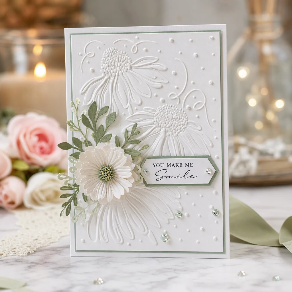 Coneflower Daisy Embossing Folders EM364 Coneflower Card Nonxmas 3