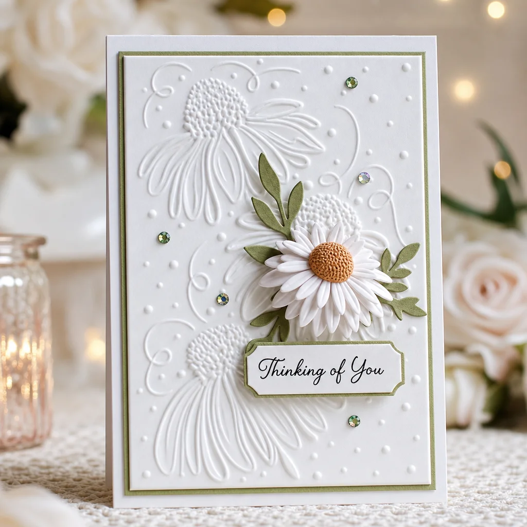 Coneflower Daisy Embossing Folders EM364 Coneflower Card Nonxmas 4