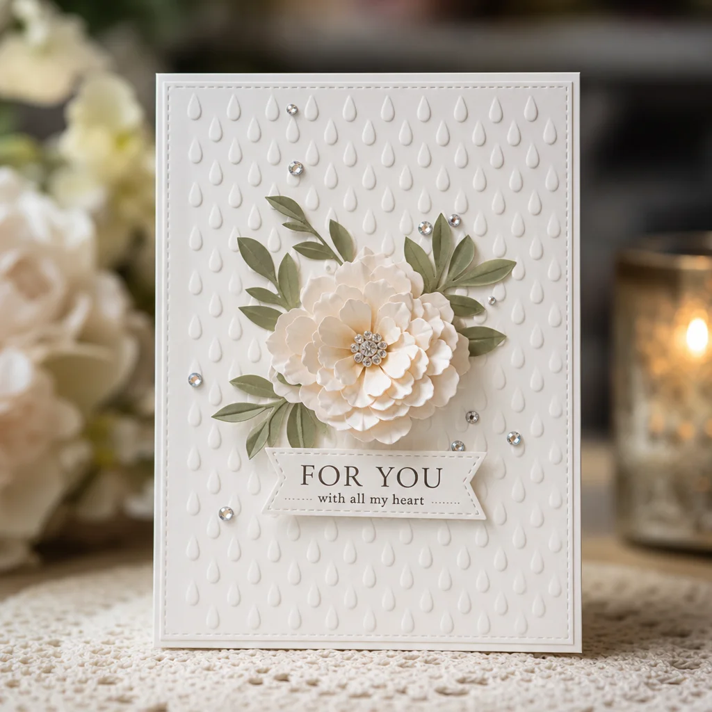 Raindrop Pattern Embossing Folders EM369 Rain Drops Card 01 1