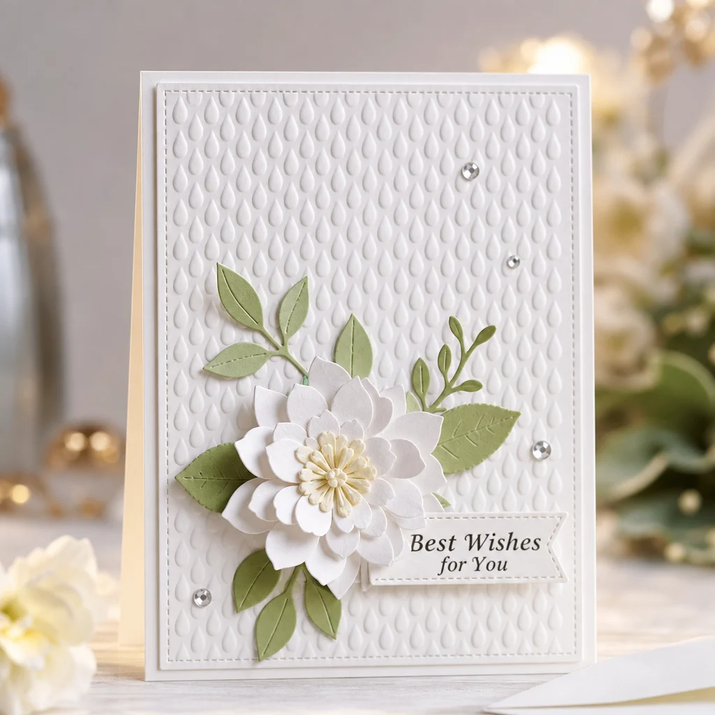 Raindrop Pattern Embossing Folders EM369 Rain Drops Card 01 3
