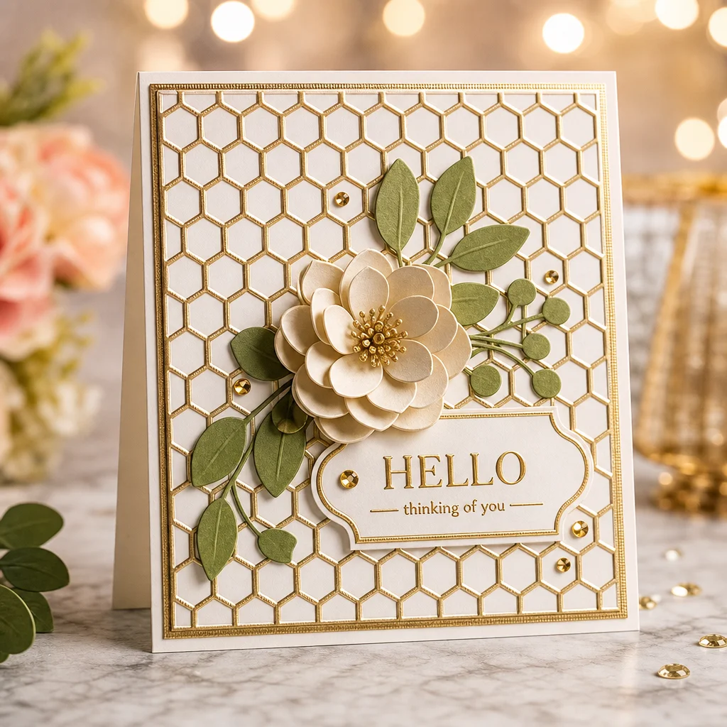 Hexagon Honeycomb Embossing Folders EM384 Hexagon Card Nonxmas 1