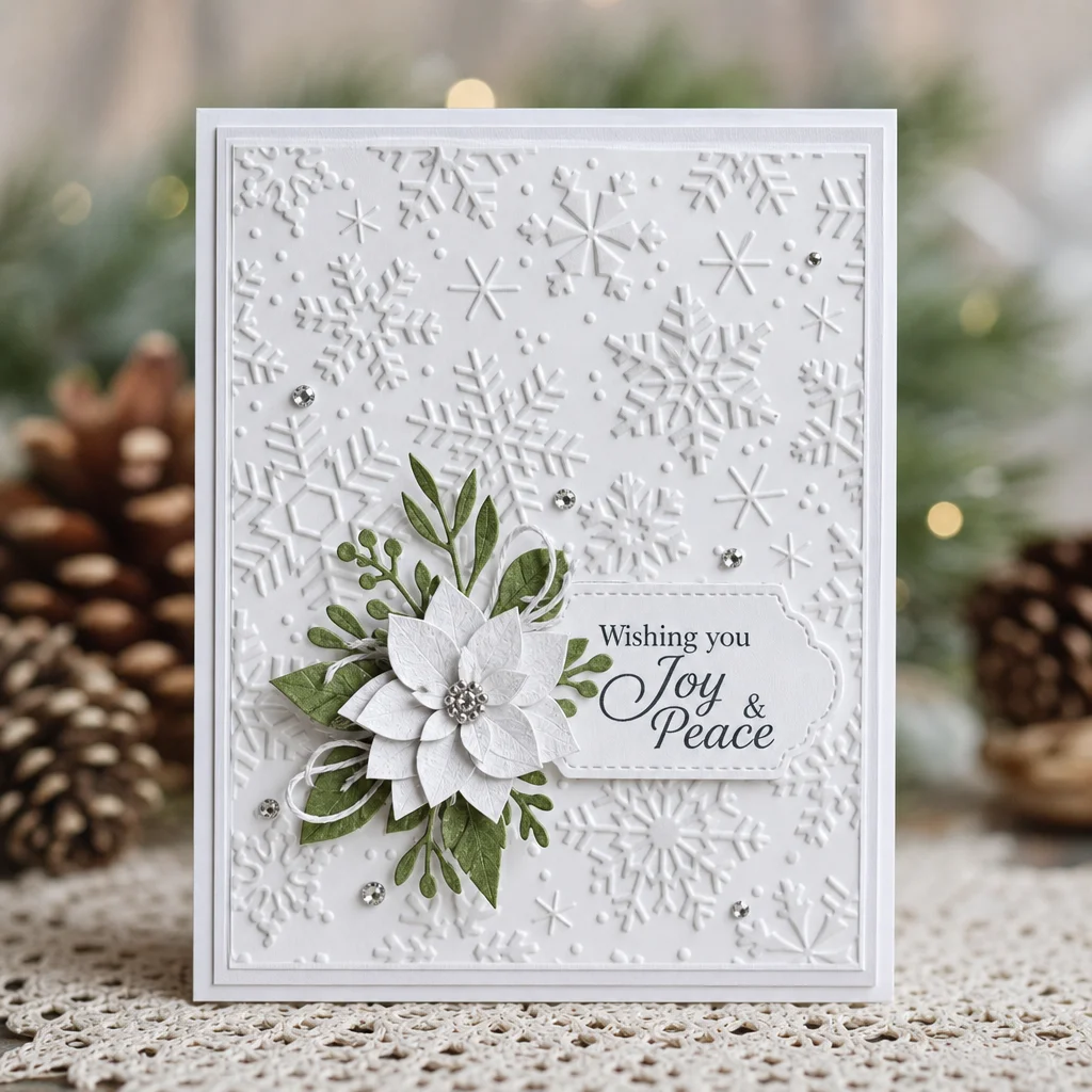 Snowflake Flurry Embossing Folders EM386 Snowflake Card 1