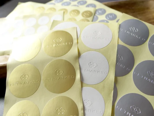 Gold And White Embossed Stickers