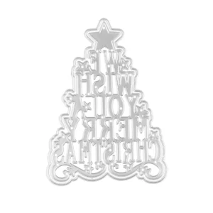 Merry Christmas Tree with Words Metal Cutting Dies Merry Christmas Tree With Words Metal Cutting Dies