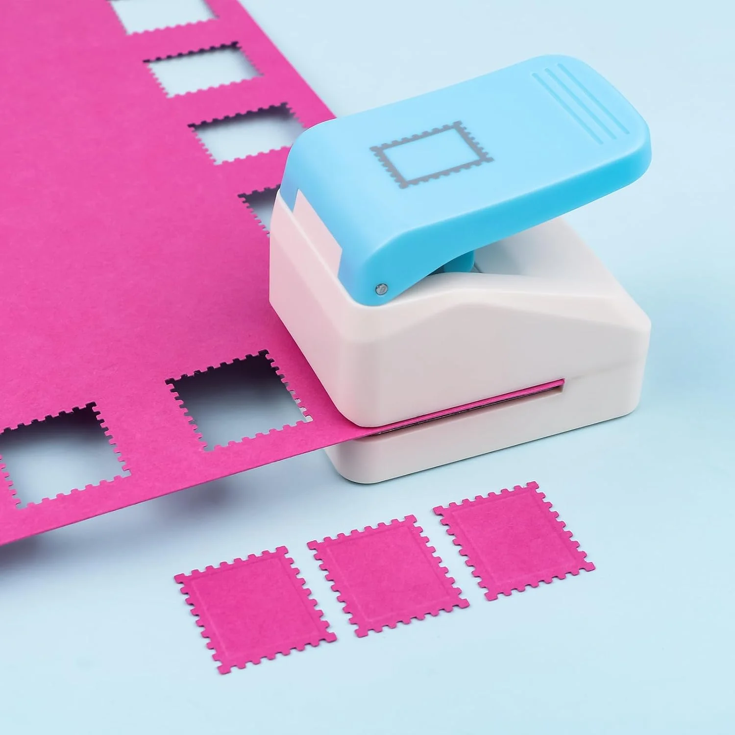 Sumflying 1.1x0.9 Inch Scalloped Edge Stamp Punch - Rectangular Embossing Craft Cutter for Card Making & Scrapbooking Rectangular Scalloped Edge Embossing Hole Paper Puncher 2