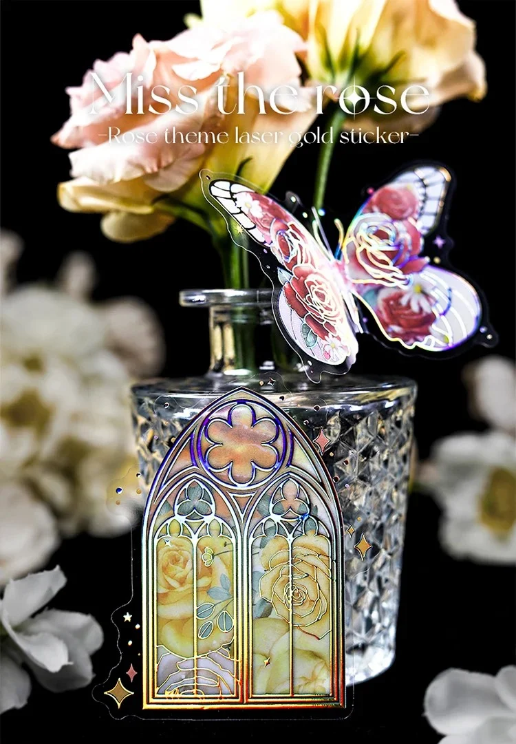 Rose Holographic Clear Transparent Stickers