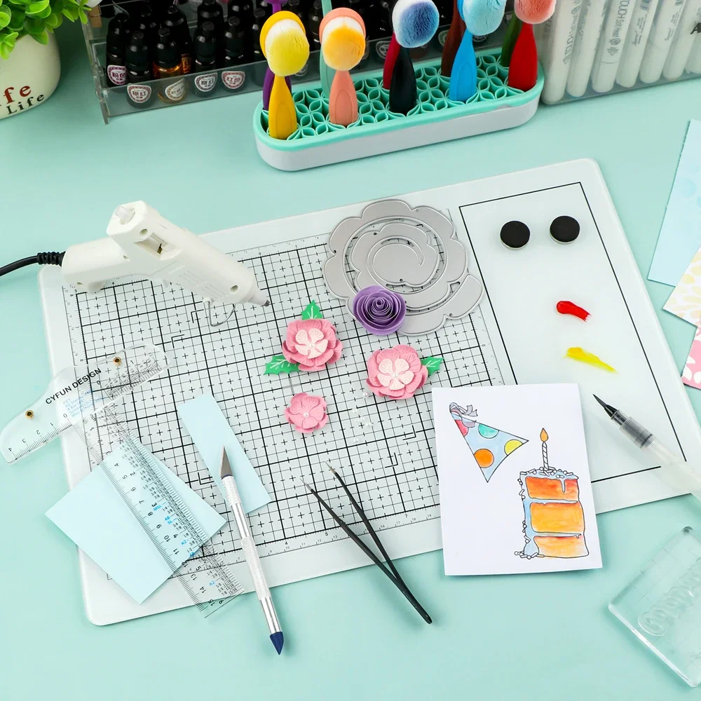 Sumflying All-in-One Magnetic Glass Craft Mat for Cutting Stamping Heat Embossing and Hot Glue – image 10 Sumflying All-in-One Magnetic Glass Craft Mat for Cutting Stamping Heat Embossing and Hot Glue - image 10