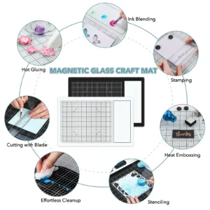 Sumflying Magnetic Glass Craft Mat Sumflying All-in-One Magnetic Glass Craft Mat for Cutting Stamping Heat Embossing and Hot Glue - image 6