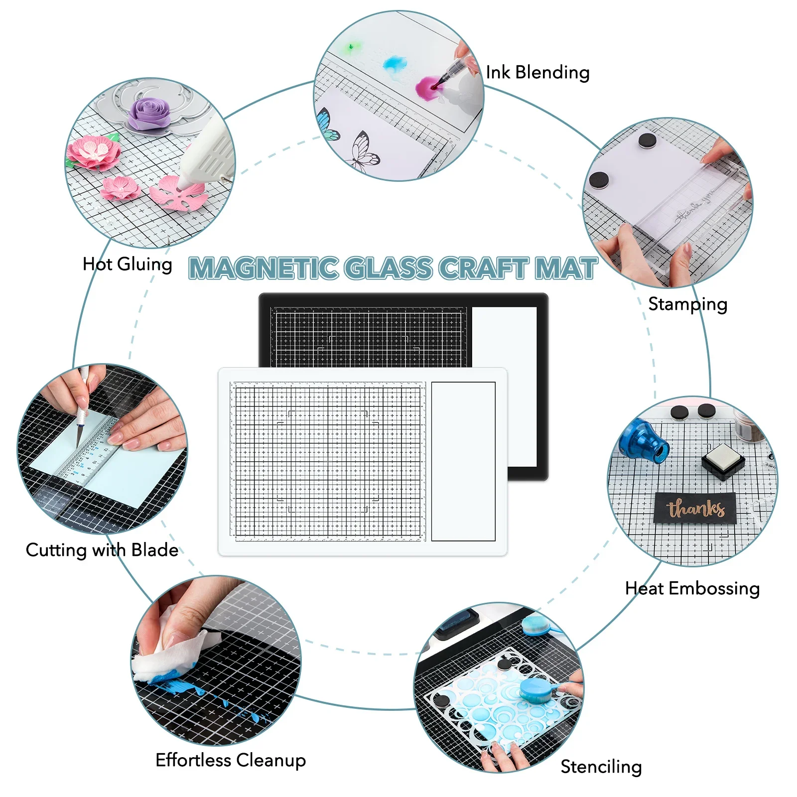 Sumflying All-in-One Magnetic Glass Craft Mat for Cutting Stamping Heat Embossing and Hot Glue – image 6 Sumflying All-in-One Magnetic Glass Craft Mat for Cutting Stamping Heat Embossing and Hot Glue - image 6