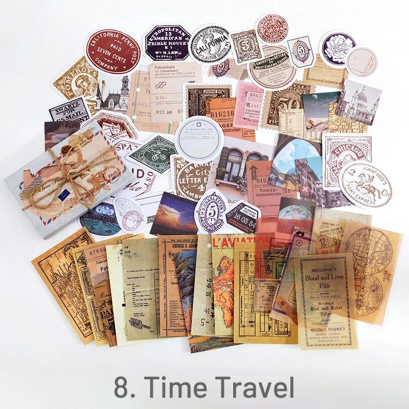 Vintage Assorted Material Sticker Pack Travel Butterfly Mushroom Astrology Vintage Assorted Material Sticker Pack Travel Butterfly Mushroom Astrology