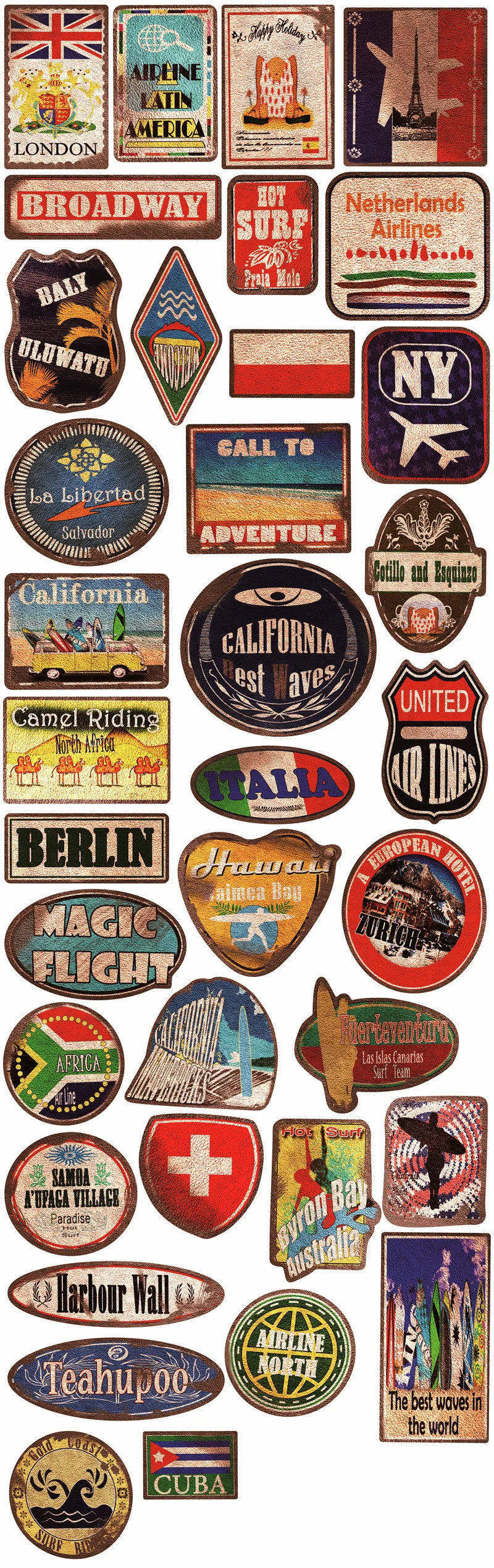 Vintage Beach Travel Vinyl Stickers Vintage Beach Travel Vinyl Stickers1