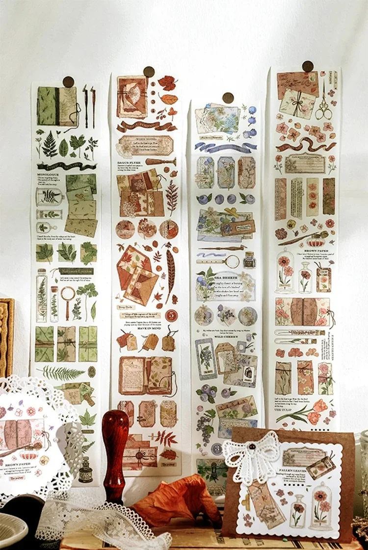 Vintage Plant Long Strip Washi Sticker Vintage Plant Long Strip Washi Sticker