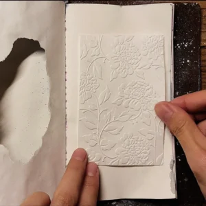 White Flower Relief Printing Junk Journal Paper 1