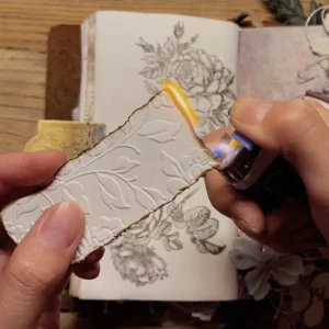 White Flower Relief Printing Junk Journal Paper 2
