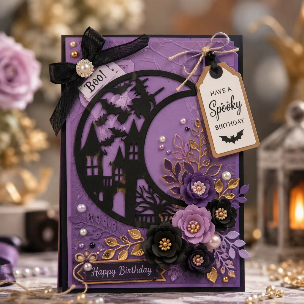 Sumflying Witch Castle Crescent Moon Cutting Dies Scrapbooking Die-Cuts Witch Castle Crescent Moon Cutting Dies 1