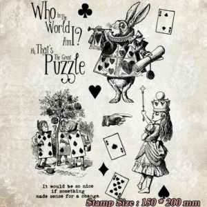 Alice in Wonderland Clear Silicone Stamps - Characters, Text - detail view | clear stamp