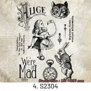 Alice in Wonderland Clear Silicone Stamps - Characters, Text - pattern detail | clear stamp
