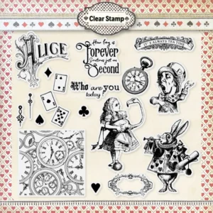 Alice in Wonderland Enigmas and Enchanted Characters Clear Silicone Stamp - detail view | clear stamp