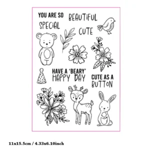 Animals Bear Deer Rabbit Clear Stamp Set - detail view | clear stamp