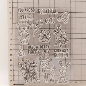 Animals Bear Deer Rabbit Clear Stamp Set - size chart | clear stamp