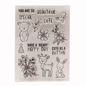 Animals Bear Deer Rabbit Clear Stamp Set - packaging photo | clear stamp