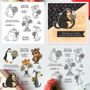 Animals Holding Bouquets Clear Stamps 00