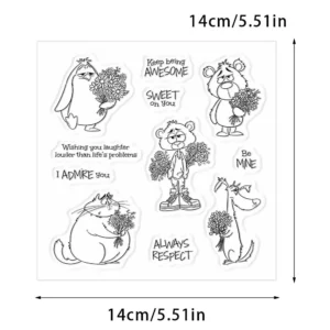 Animals Holding Bouquets Clear Stamps 02