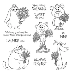 Animals Holding Bouquets Clear Stamps 05