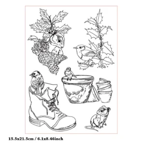 Animals in the Courtyard Clear Stamp Set - detail view | clear stamp