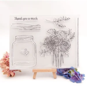 Arrange Flowers Glass Bottle Stamp Set - size chart | clear stamp