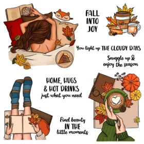 Sumflying Autumn Time Fall Coffee Clear Stamps