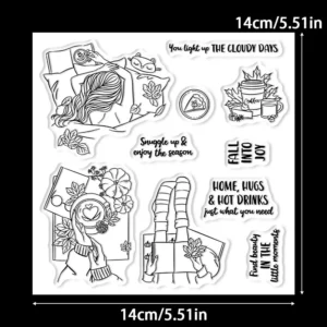 Sumflying Autumn Time Fall Coffee Clear Stamps Autumn Time Clear Stamps 02